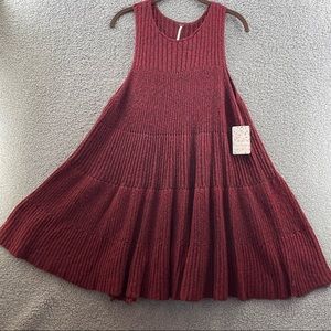 Free People Bittersweet Combo Red Waterfall Raffle Lined Dress Size Medium